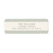 Sage  Gingham Kerst Adresetiketten Etiket (Voorkant)