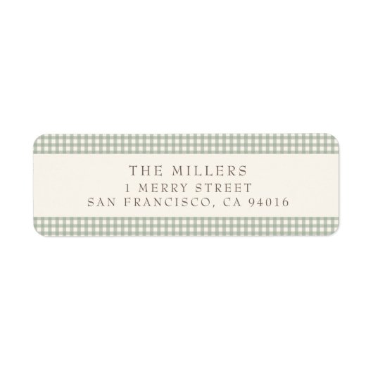 Sage  Gingham Kerst Adresetiketten Etiket (Voorkant)