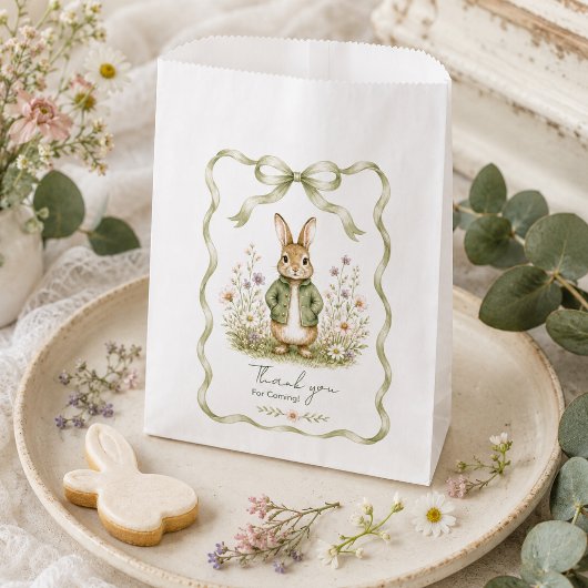Sage Gingham Konijn Baby Shower Bedankzakje