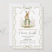 Sage Gingham Konijn Baby Shower Kaart (Voorkant)