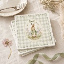 Sage Gingham Konijn Baby Shower