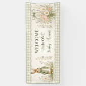 Sage Gingham Konijn Baby Shower Spandoek (Verticaal)