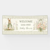 Sage Gingham Konijn Baby Shower Spandoek (Horizontaal)
