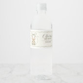 Sage Gingham Konijn Baby Shower Waterfles Etiket (Voorkant)