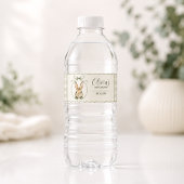 Sage Gingham Konijn Baby Shower Waterfles Etiket