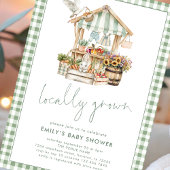 Sage Gingham Lokaal Gegroeide Markt Baby shower Kaart