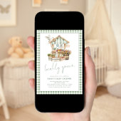 Sage Gingham Lokaal Gegroeide Markt Baby shower Kaart