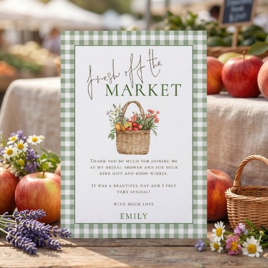 Sage Gingham Market Bruiloft Dank Je Kaart