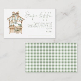 Sage Gingham Market Luier Raffle Baby shower Informatiekaartje