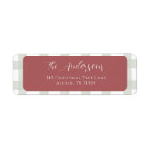 Sage Gingham Rode Kerst Retouradreslabels Etiket (Voorkant)