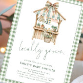 Sage Gingham Script Lokaal geteeld Baby shower Kaart