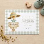 Sage Gingham Silly Goose Baby Shower Thank You Kaart<br><div class="desc">Sage Gingham Silly Goose Baby Shower Thank You. Available digitally and printed. Say thanks after your event with this modern cute goose and gingham design. Personalise words as required.</div>