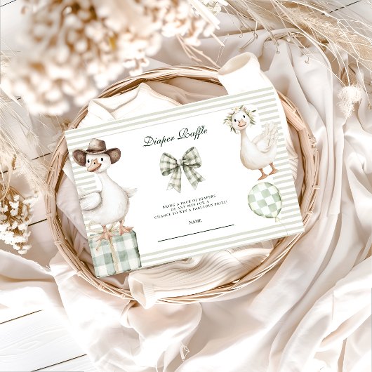 Sage Gingham Silly Goose Diapper Raffle Informatiekaartje