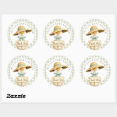 Sage Gingham Silly Goose Thank You Baby Shower Ronde Sticker (Vel)