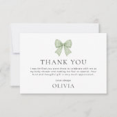 Sage Gingham Strik Babyshower Bedankt Kaart (Voorkant)