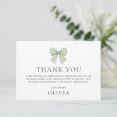Sage Gingham Strik Babyshower Bedankt Kaart (Staand voorkant)