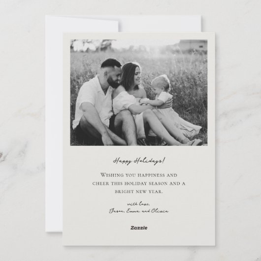 Sage Gingham tweezijdige familiefoto Feestdagenkaart (Achterkant)