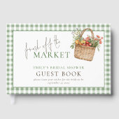 Sage Gingham Vers rechtstreeks van de Markt Bruids Gastenboek (Voorkant)