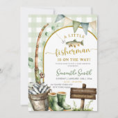 Sage Gingham Visser baby shower Kaart (Voorkant)