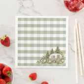 Sage Gingham Waterverf Camping Servet (Insitu)