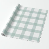 Sage Gingham Wrapping Paper Cadeaupapier (Uitgerold)