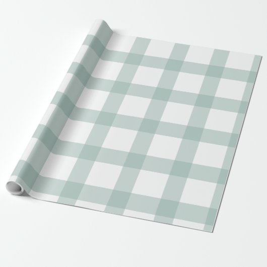 Sage Gingham Wrapping Paper Cadeaupapier (Uitgerold)