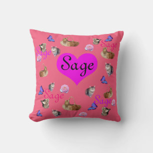 Sage Girls met katten en vlinders, Kussen