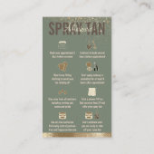 Sage Glitz Aftercare Instructions Spray Tanning Visitekaartje (Achterkant)