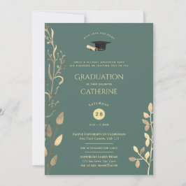 Sage Gold AFSTUDEREN Ceremony Invitations Classy Kaart