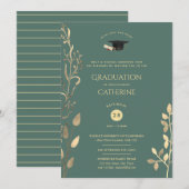 Sage Gold AFSTUDEREN Ceremony Invitations Classy Kaart (Voorkant / Achterkant)