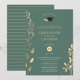 Sage Gold AFSTUDEREN Ceremony Invitations Classy Kaart