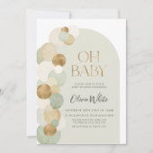 Sage Gold Balloons Moderne Arch Baby shower Kaart (Voorkant)