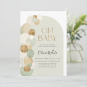 Sage Gold Balloons Moderne Arch Baby shower Kaart (Staand voorkant)