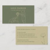 Sage Gold Blush Dandelion Flower Hands Visitekaartje (Voorkant / Achterkant)