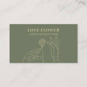 Sage Gold Blush Dandelion Flower Hands Visitekaartje