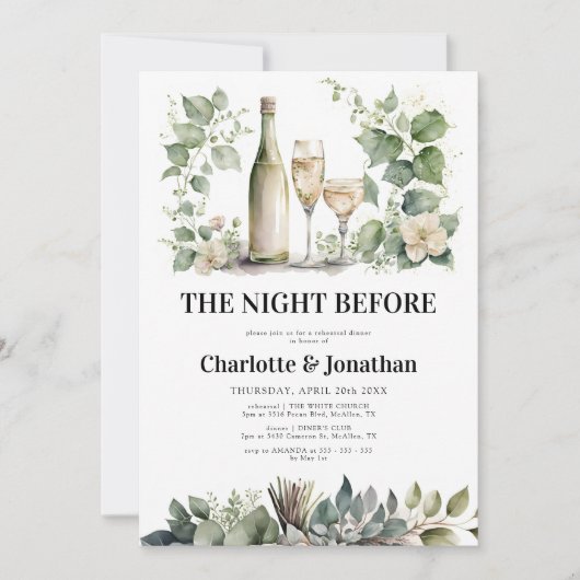 Sage & Gold Elegant Greenery Rehearsal Dinner Kaart (Voorkant)