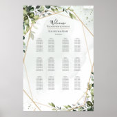 Sage gold eucalyptus boho wedding seating chart poster (Voorkant)