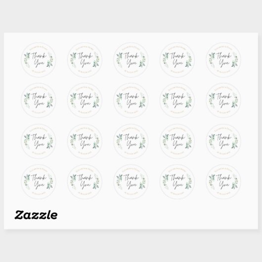 Sage gold eucalyptus geometric greenery wedding  ronde sticker (Vel)