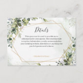 Sage gold eucalyptus geometric wedding detail card informatiekaartje (Voorkant)