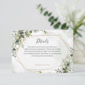 Sage gold eucalyptus geometric wedding detail card informatiekaartje (Staand voorkant)