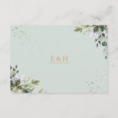 Sage gold eucalyptus geometric wedding detail card informatiekaartje (Achterkant)