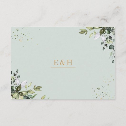 Sage gold eucalyptus geometric wedding detail card informatiekaartje (Achterkant)