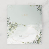 Sage gold eucalyptus geometric wedding place card plaatskaartje (Buitenkant ongevouwen)