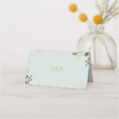 Sage gold eucalyptus geometric wedding place card plaatskaartje (Achterkant)