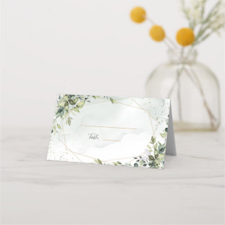 Sage gold eucalyptus geometric wedding place card plaatskaartje