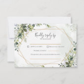 Sage gold eucalyptus geometric wedding RSVP card Kaartje (Voorkant)