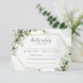 Sage gold eucalyptus geometric wedding RSVP card Kaartje (Staand voorkant)
