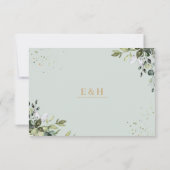 Sage gold eucalyptus geometric wedding RSVP card Kaartje (Achterkant)