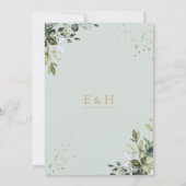Sage gold eucalyptus geometric wedding save date kaart (Achterkant)