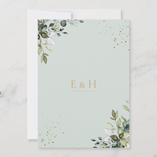 Sage gold eucalyptus geometric wedding save date kaart (Achterkant)